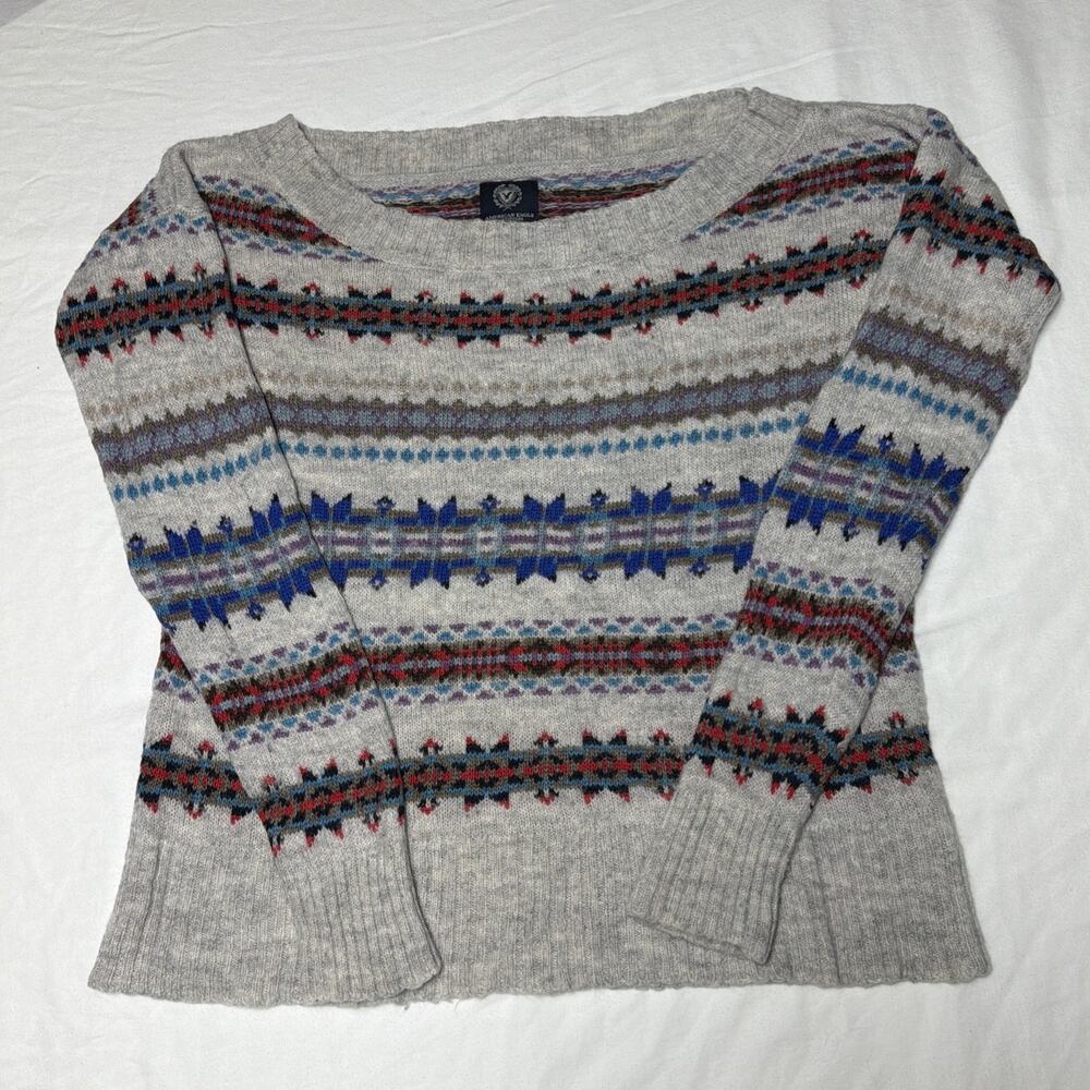 American Eagle Wool Blend Nordic Print 
Boatneck Sweater - Size L - Hand Wash